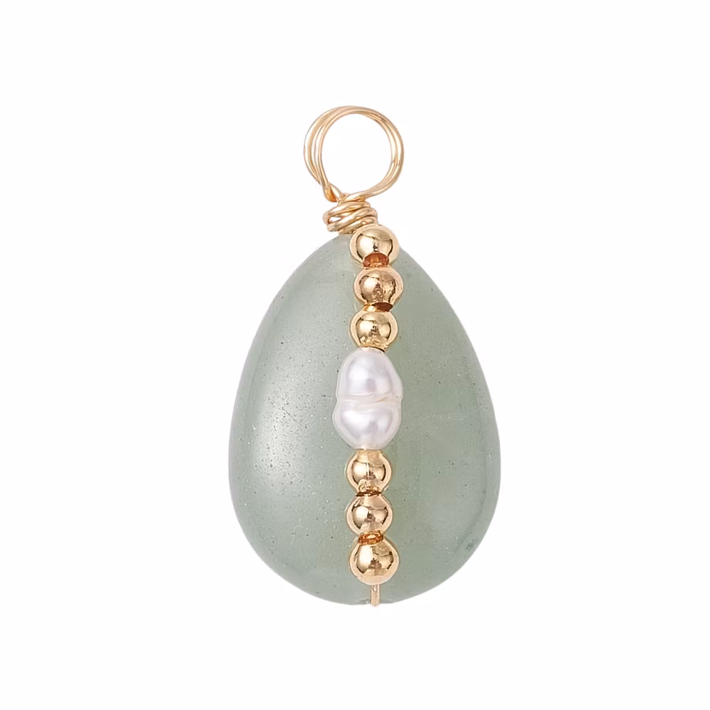 Guldfärgad berlock aventurin och sötvatten, 1 st