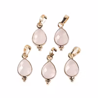 Gold-colored charm heart rose quartz, 1pc