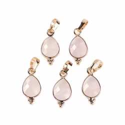 Gold-colored charm heart rose quartz, 1pc