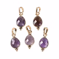 Gold-colored amethyst pendant, 1 pc.