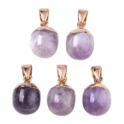 Gold-colored amethyst pendant, 1 pc.