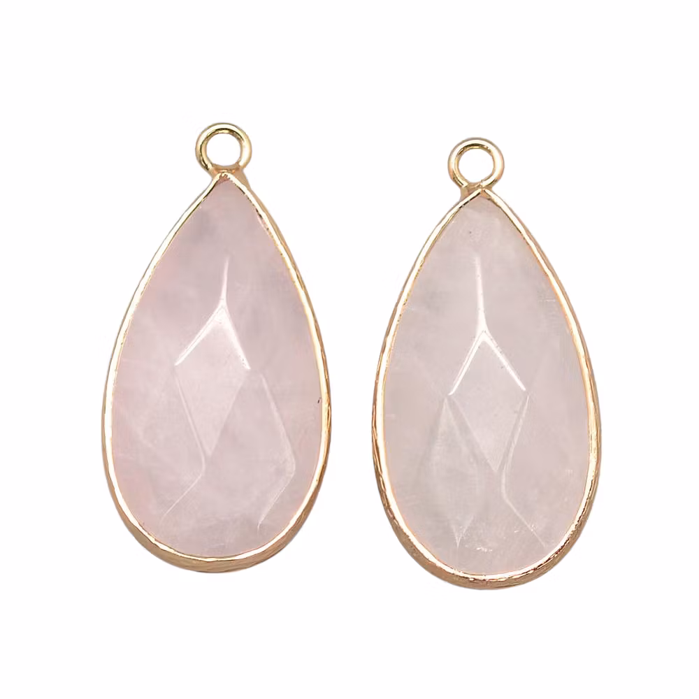 Gold-colored rose quartz pendant, 1 pc.