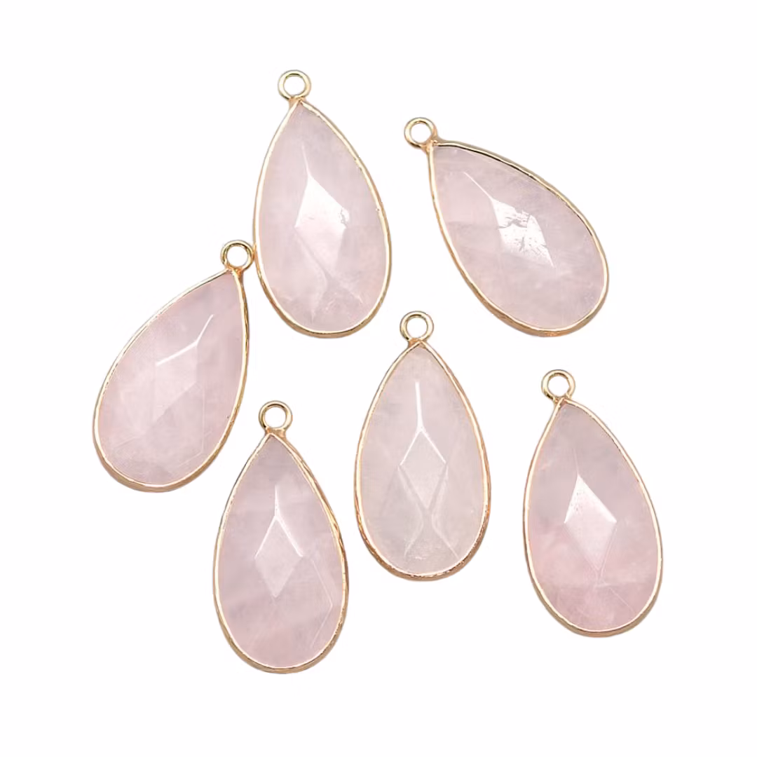 Gold-colored rose quartz pendant, 1 pc.