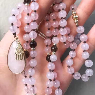 Guldfärgat avlångt hänge rosenkvarts, 1 st