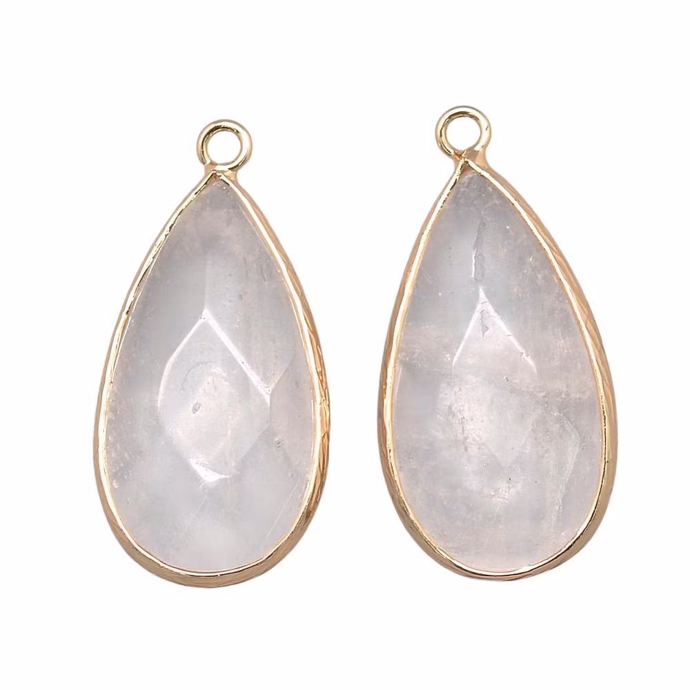 Gold-colored rose quartz pendant, 1 pc.