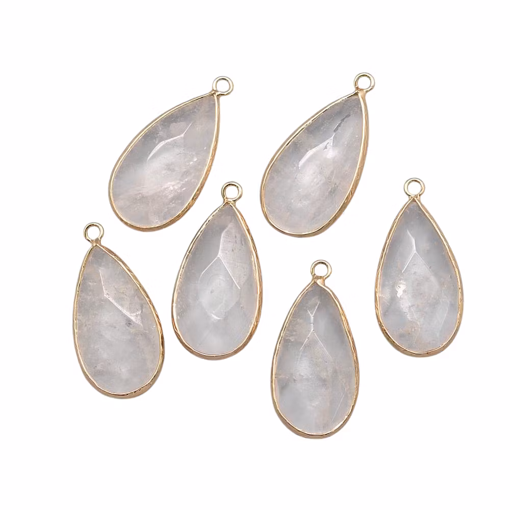 Gold-colored rose quartz pendant, 1 pc.