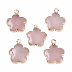 Gold-colored charm heart rose quartz, 1pc