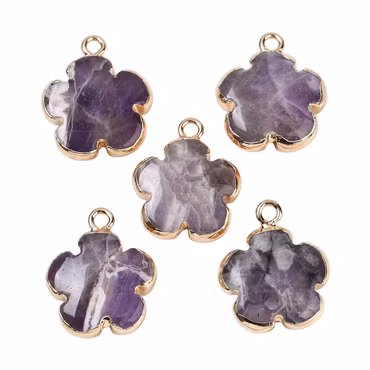 Guldfärgad berlock ametist blomma, 1st