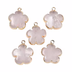 Gold-colored charm heart rose quartz, 1pc