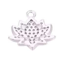 Antique colored cubic zirconia lotus charm, 1 pc.