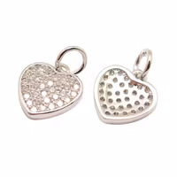 Antikfärgad berlock cubic zirconia hjärta, 1 st