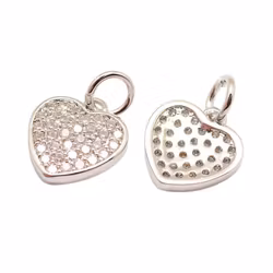 Antikfärgad berlock cubic zirconia hjärta, 1 st