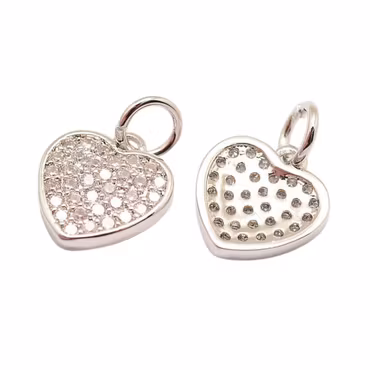 Antikfärgad berlock cubic zirconia hjärta, 1 st