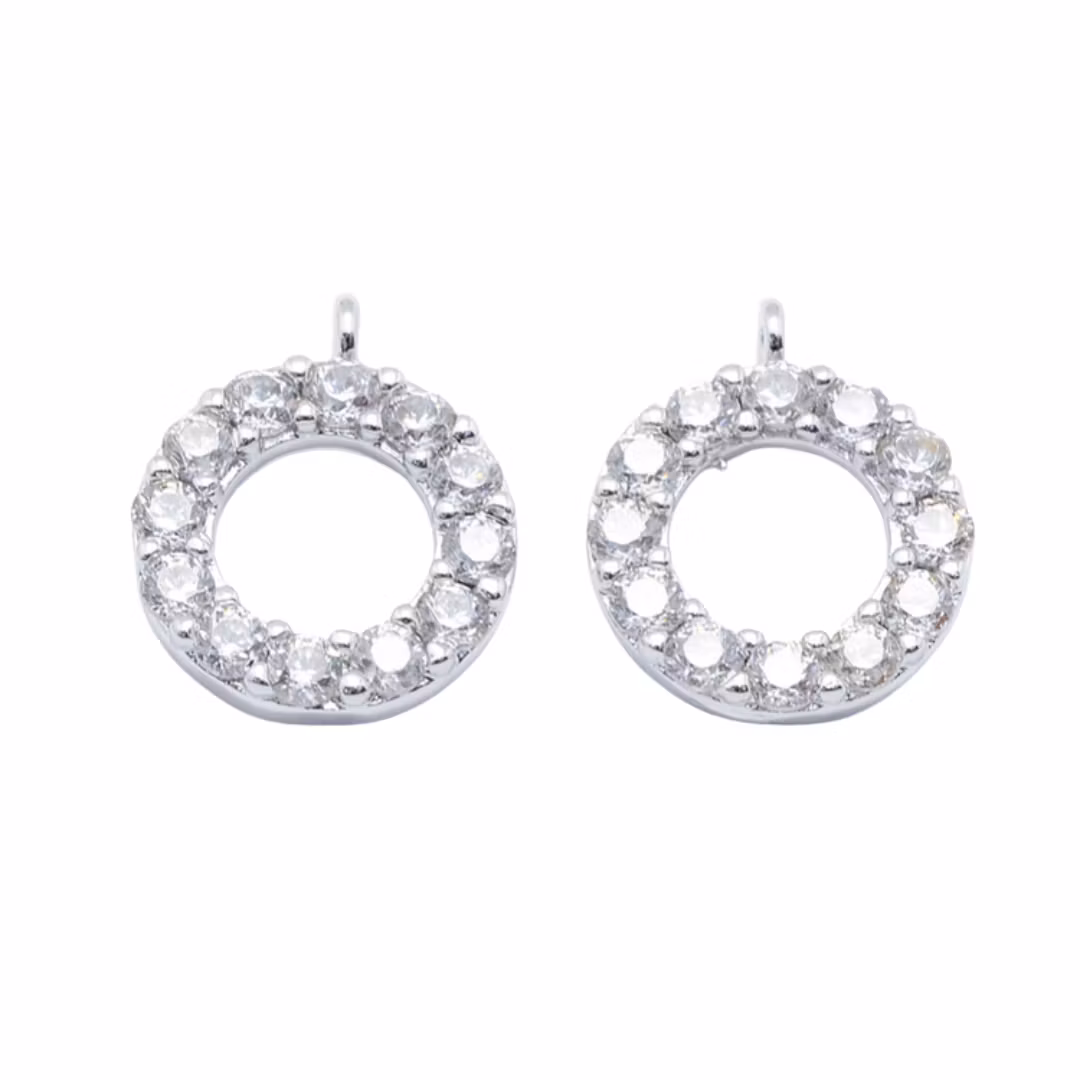 Antikfärgad berlock strassring med cubic zirconia, 1 st