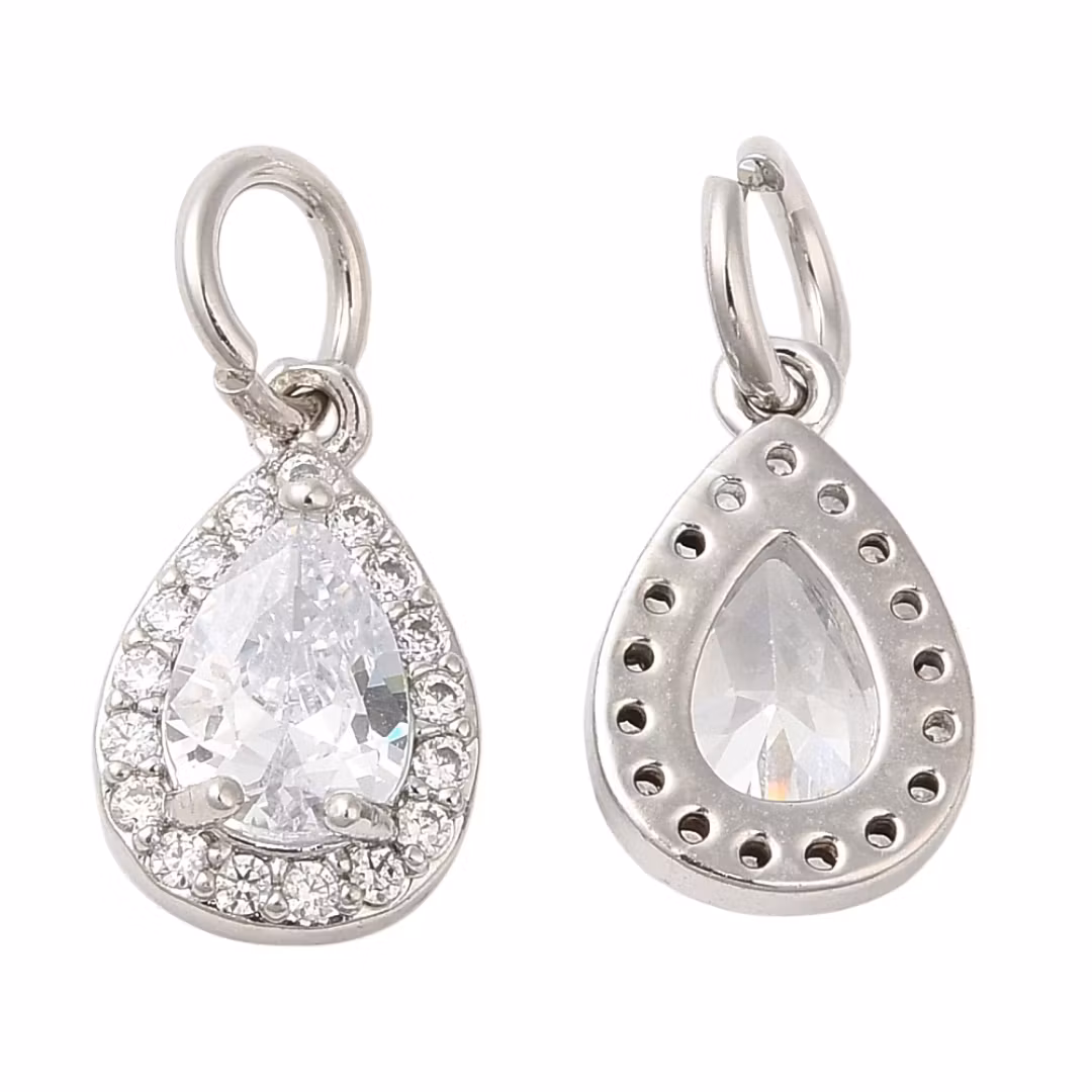 Antique-colored pendant cubic zirconia patterned drop, 1 pc.