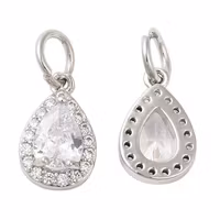 Antikfärgad berlock cubic zirconia mönstrad droppe, 1 st