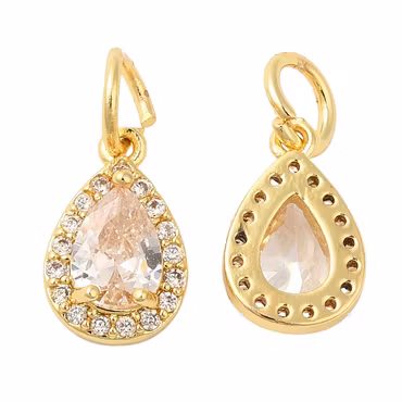 Guldfärgad berlock cubic zirconia mönstrad droppe, 1 st