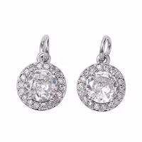 Antikfärgad rund mönstrad berlock cubic zirconia, 1 st