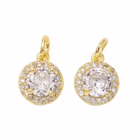 Guldfärgad rund mönstrad berlock cubic zirconia, 1 st