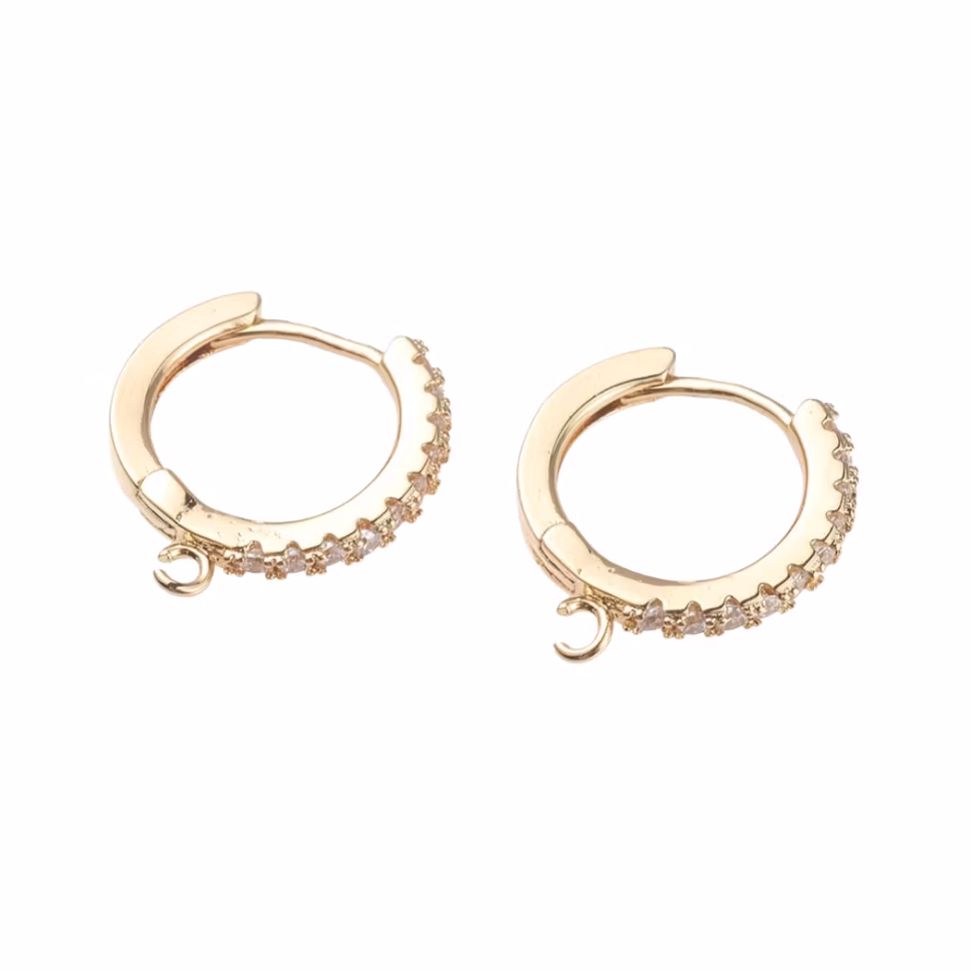 Guldfärgade runda brisyrer med cubic zirconia, 1 par