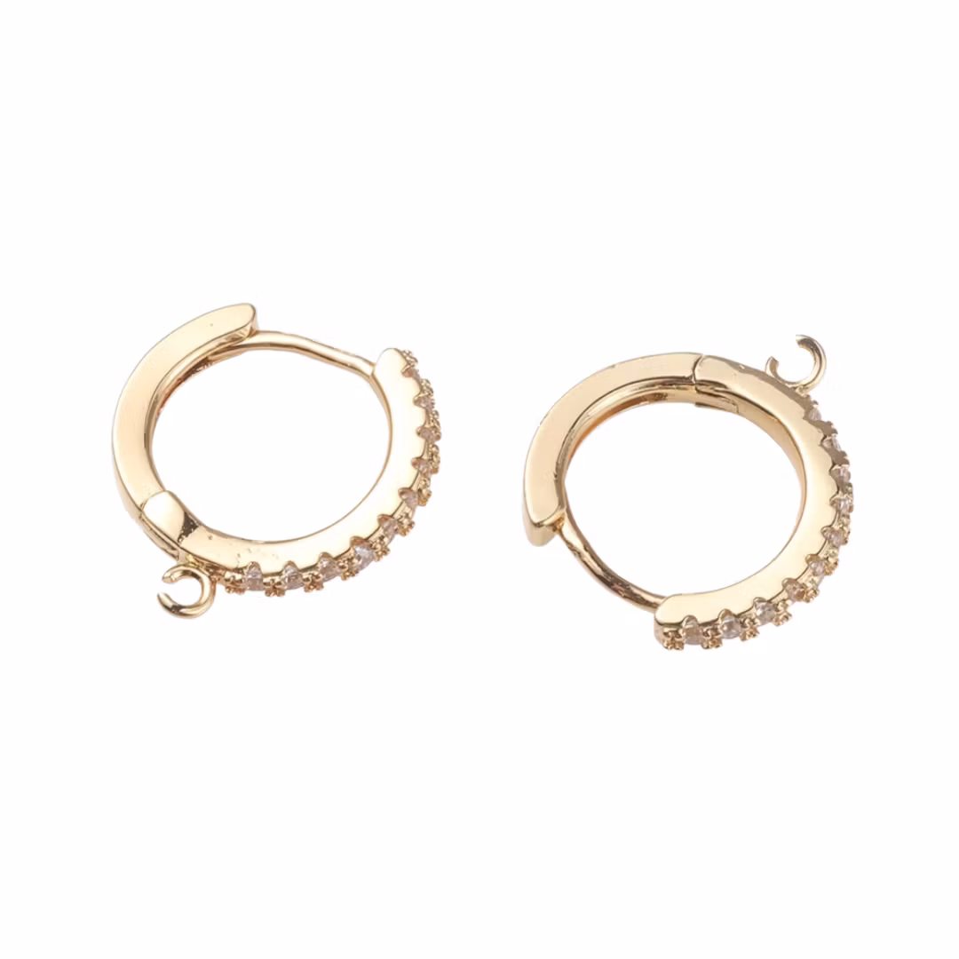 Guldfärgade runda brisyrer med cubic zirconia, 1 par