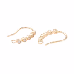Gold-colored ear hooks with cubic zirconia, 1 pair