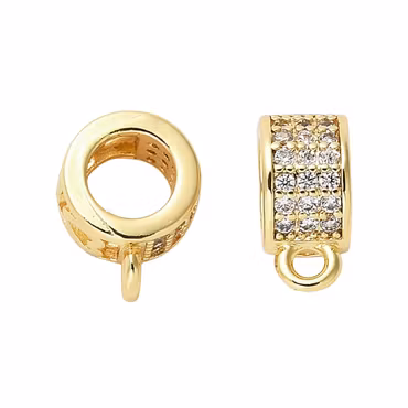 Guldfärgad bred hanger med cubic zirconia, 1 st