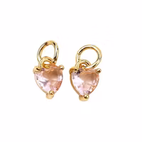 Guldfärgad berlock rosa hjärta med cubic zirconia, 1 st