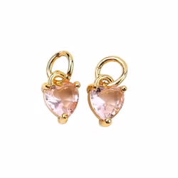 Guldfärgad berlock rosa hjärta med cubic zirconia, 1 st