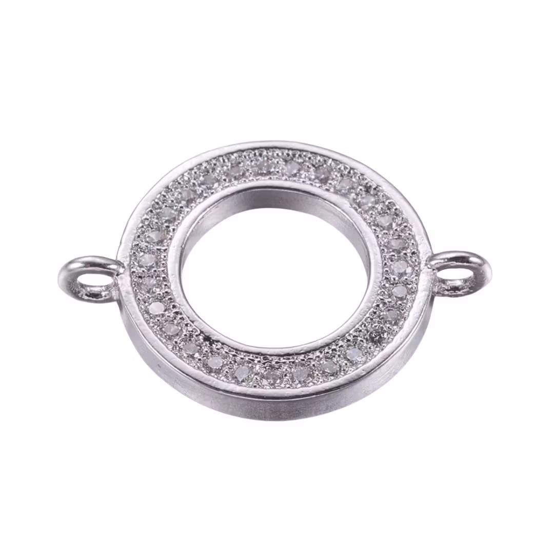 Antikfärgad connector donut med cubic zirconia, 1 st