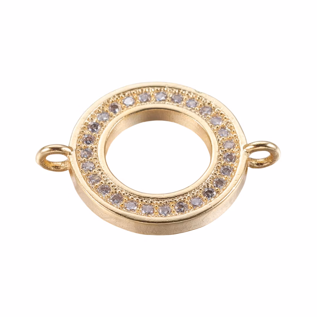 Guldfärgad connector donut med cubic zirconia, 1 st