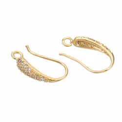 Gold-colored ear hooks with cubic zirconia, 1 pair