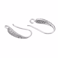 Antikfärgade långa öronkrokar med cubic zirconia, 1 par