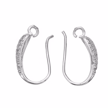 Antikfärgade långa öronkrokar med cubic zirconia, 1 par