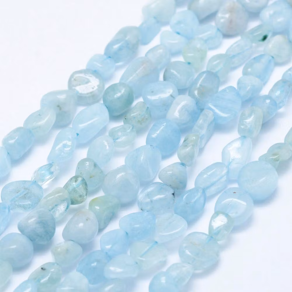Aquamarine nuggets, 1 strand