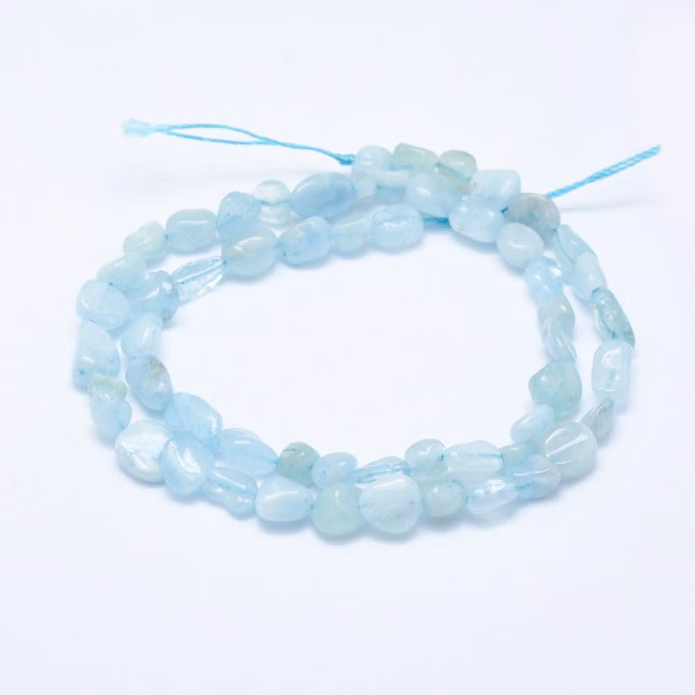 Aquamarine nuggets, 1 strand