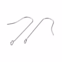 Surgical steel ear hooks with straight loop, 10 pcs.