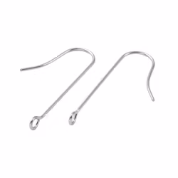 Surgical steel ear hooks with straight loop, 10 pcs.