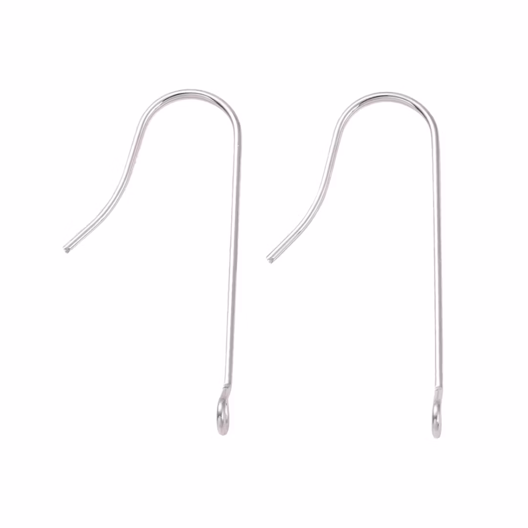 Surgical steel ear hooks with straight loop, 10 pcs.