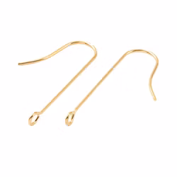 Guldfärgat kirurgiskt stål långa öronkrokar med rak ögla och 18k, 10 st