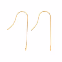 Guldfärgat kirurgiskt stål långa öronkrokar med rak ögla och 18k, 10 st