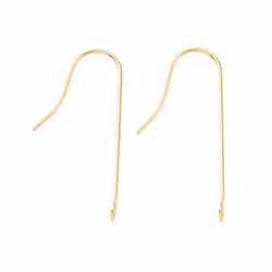 Guldfärgat kirurgiskt stål långa öronkrokar med rak ögla och 18k, 10 st