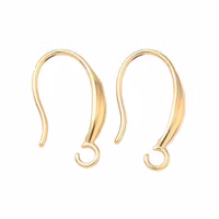Guldfärgat rostfritt stål breda öronkrokar med PVD, 1 par