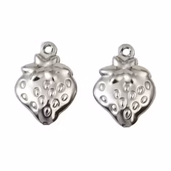 Rostfritt stål berlock jordgubbar, 10 st