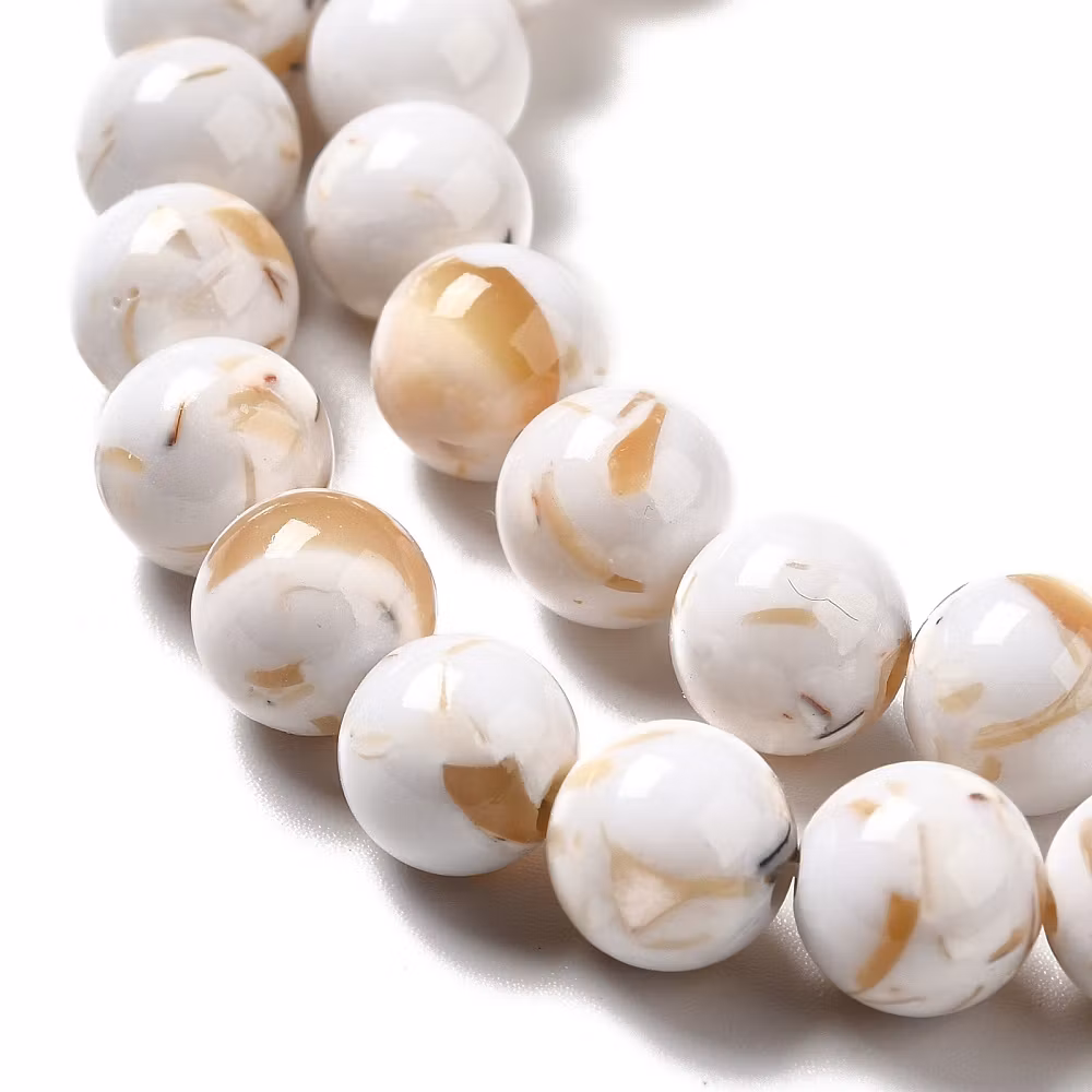 Seashell beads round 6 mm pink 1 strand