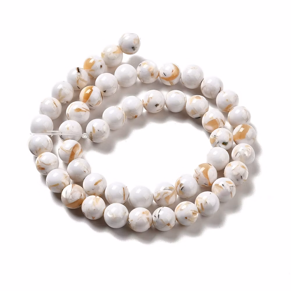 Seashell beads round 6 mm pink 1 strand