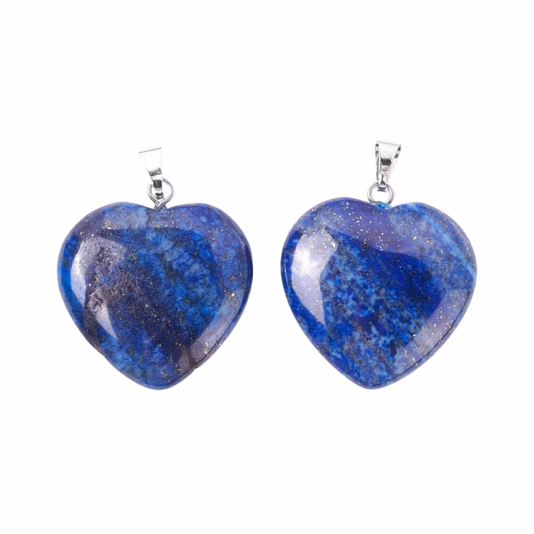 Antique colored pendant heart lapis, 1 pc.