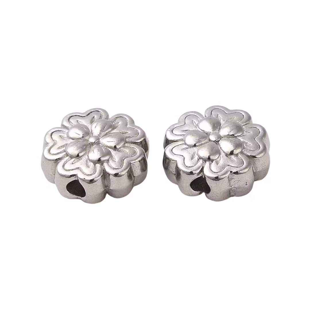Rostfritt stål pärla blomma 8 mm, 1 st
