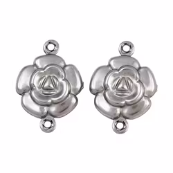 Guldfärgat rostfritt stål connector blomma med PVD plätering, 1 st