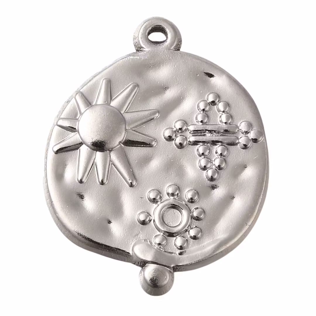 Guldfärgat rostfritt stål hänge sol och dots med PVD, 1 st